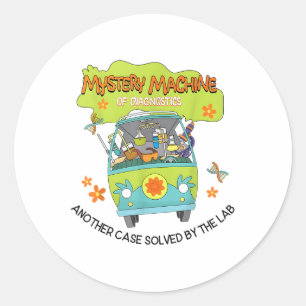 Groovy Mystery Machine Diagnostics Labrador Tech L Runder Aufkleber