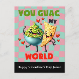 Groovy Nacho Cheese Guac Valentines Day Postcard Postkarte