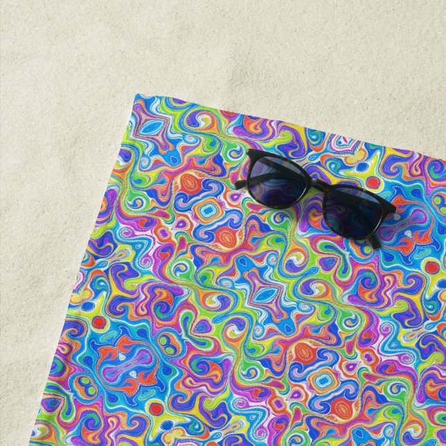 Groovy Neon Blue, Lime, Purple & Orange Swirl  Strandtuch (Beispiel)