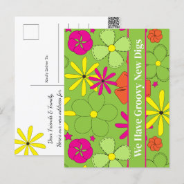 Groovy New Digs Address Moving Ankündigung Postkarte