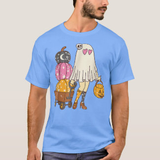 Groovy Niedlich Ghost Floral Spooky Vibes Hippie H T-Shirt