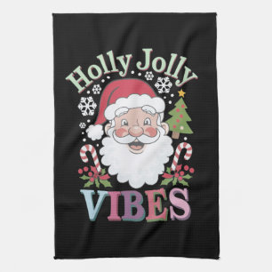 Groovy Niedlich Santa Claus Holly Jolly Vibes Xmas Geschirrtuch