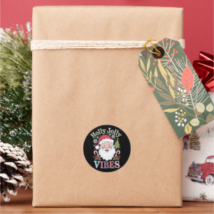 Groovy Niedlich Santa Claus Holly Jolly Vibes Xmas Runder Aufkleber