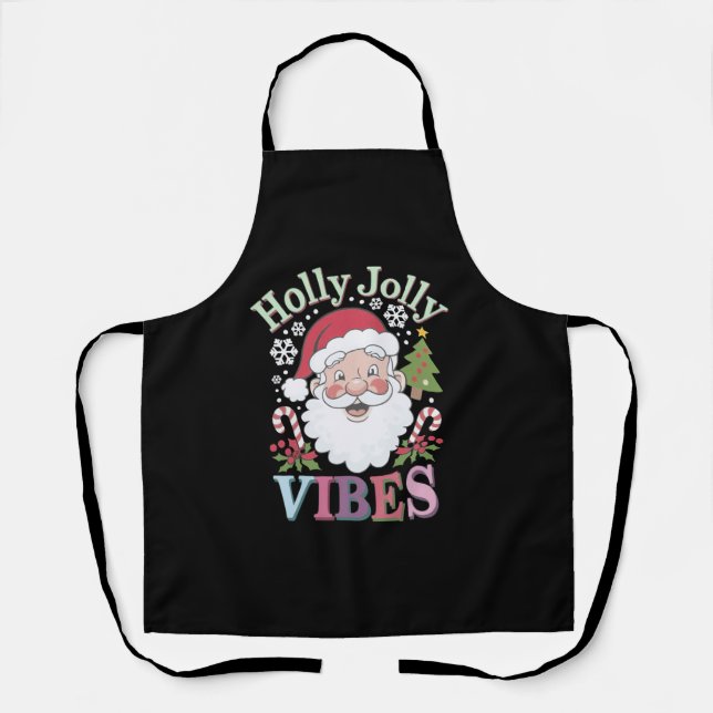 Groovy Niedlich Santa Claus Holly Jolly Vibes Xmas Schürze (Vorderseite)