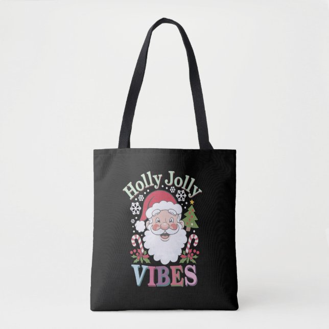 Groovy Niedlich Santa Claus Holly Jolly Vibes Xmas Tasche (Vorderseite)