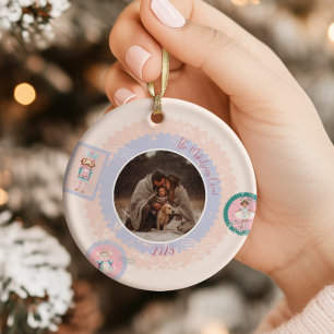 Groovy Nussknacker Retro Pastell Weihnachten Keramik Ornament
