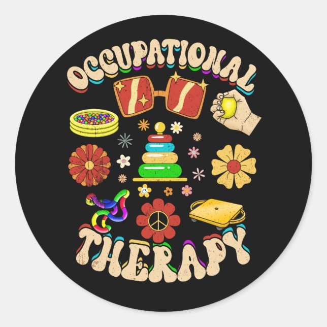 Groovy Occupational Therapy Ot Month Runder Aufkleber (Vorderseite)