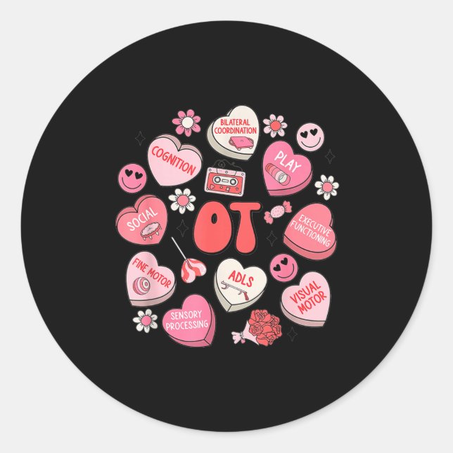 Groovy Occupational Therapy Valentine Ot Conversat Runder Aufkleber (Vorderseite)