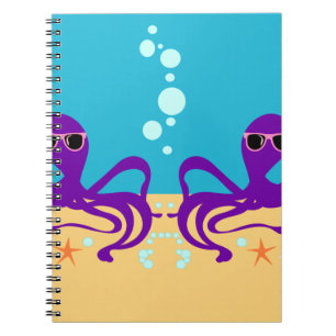 Groovy Octopus Fun Cartoon Muster Art Notizblock