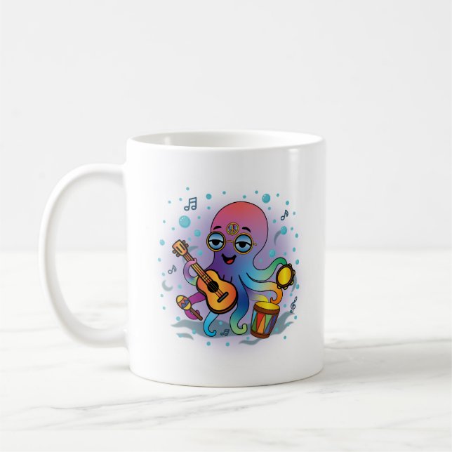 Groovy Octopus Tasse | Hippie Retro farbiges Gesch (Links)