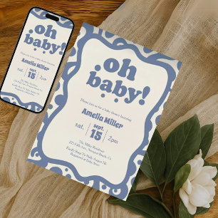 Groovy Oh Baby! Einladung zur Babyparty Retro 70