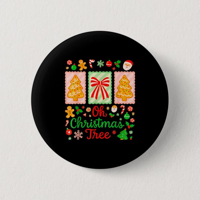 Groovy Oh Christmas Tree Cakes Debbie Becky Jen Ca Button (Vorderseite)