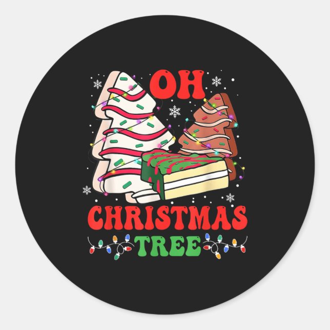 Groovy Oh Christmas Tree Cakes Debbie Becky Jen Ca Runder Aufkleber (Vorderseite)