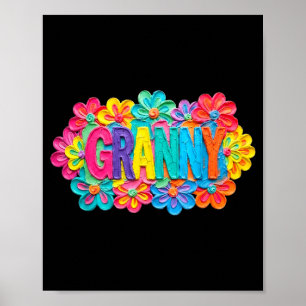Groovy Oma-Ton Stil bunte Blumengestaltung Poster