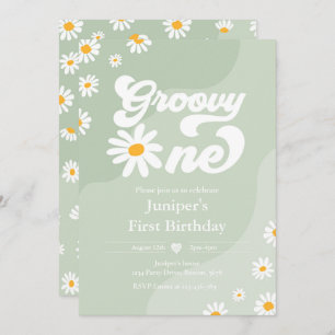 Groovy One 1. Geburtstag Party Boho Floral Daisy Einladung