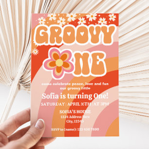Groovy One Birthday Invitation Einladung
