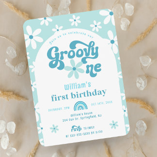 Groovy One Boho Arch 1. Geburtstag Einladung