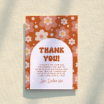 Groovy One Boho Daisy Retro 1. Geburtstag Party Dankeskarte<br><div class="desc">Eine Dankeschön-Karte, die zu unserer Groovy One Boho Daisy Retro 1. Geburtstag Party Kollektion passt. Dieses Design zeichnet sich durch ein Vintages Hippie-Muster aus, in einem boho-farbigen Schema, das aus dunklen Blume besteht. Es gibt eine bearbeitbare Danksagung. Die Rückseite der Karte ist das benutzerdefinierte Foto des Geburtstagsmädchens. Klicken Sie auf...</div>