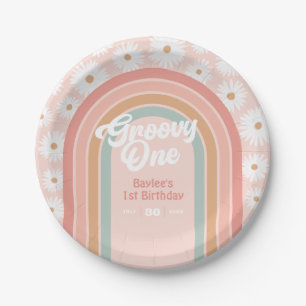 Groovy One Boho Retro Daisy 1. Geburtstag Party Pappteller