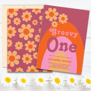 Groovy One Daisy Bogen zum 1. Geburtstag Einladung