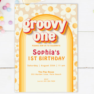 Groovy One Einladung zum ersten Geburtstag | Boho 