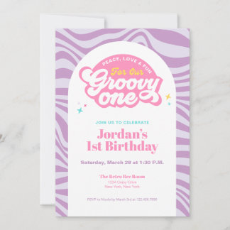 Groovy One - First Birthday Retro Boho Invitation 