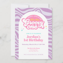 Groovy One - First Birthday Retro Boho Invitation 