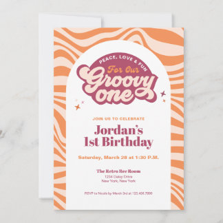 Groovy One - First Birthday Retro Boho Invitation  Einladung