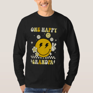 Groovy One Happy Opa Smile Gesicht Geburtstag Fami T-Shirt