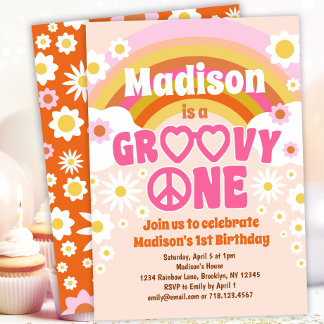 Groovy ONE Hippie Party Einladung zum 1. Geburtsta