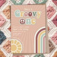 Groovy One Hippie Peace First Birthday Party Girl