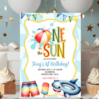 Groovy One in the sun Pool Party Einladung