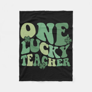Groovy One Lucky Teacher Kleeblatt-Gesicht St. Pat Fleecedecke
