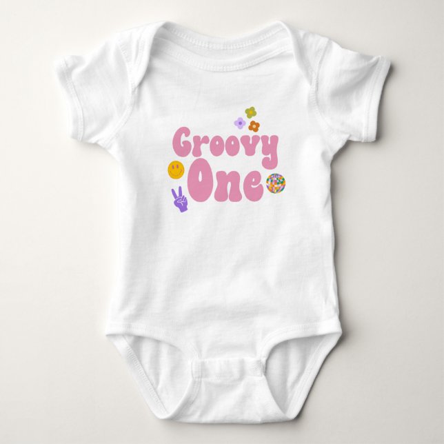 Groovy One Retro 70's 1st Birthday Baby Bodysuit Baby Strampler (Vorderseite)