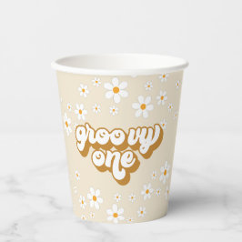 Groovy One Retro Daisy 1. Geburtstag Pappbecher