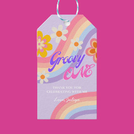 Groovy One Retro Rainbow 1. Geburtstag Geschenkanhänger