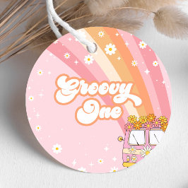 Groovy One Retro Rainbow 1. Geburtstag Geschenkanhänger