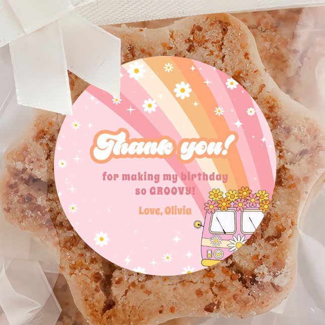 Groovy One Retro Rainbow 1. Geburtstag Runder Aufkleber (Von Creator hochgeladen)