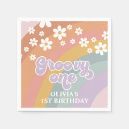 Groovy One Retro Rainbow Serviette