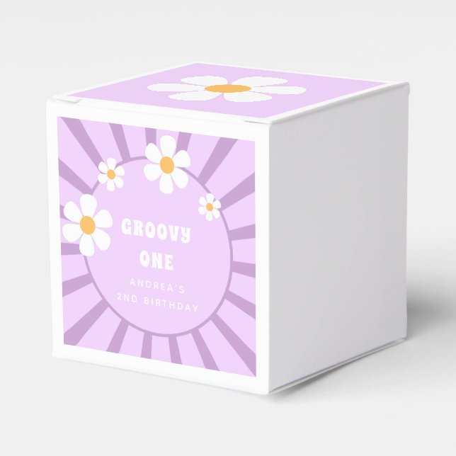 Groovy One Retro Sunshine Girl Geschenkschachtel (Vorderseite)