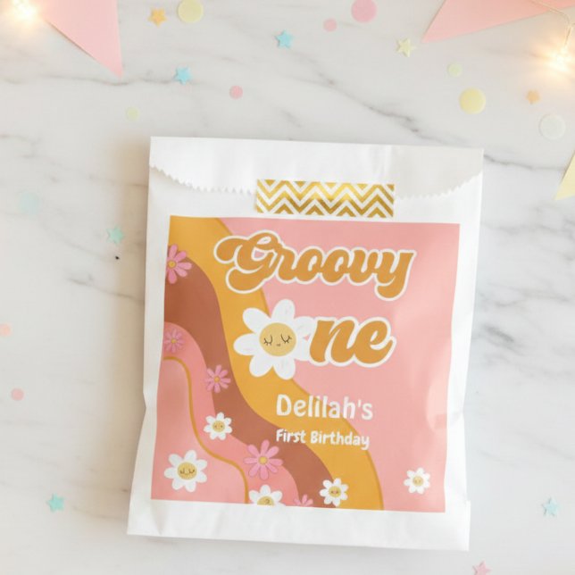 Groovy One Retro Vintag erster Geburtstag Geschenktütchen (Von Creator hochgeladen)