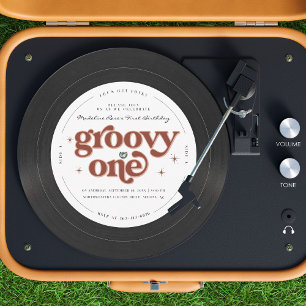 Groovy One Retro Vinyl Schallplatte Einladung