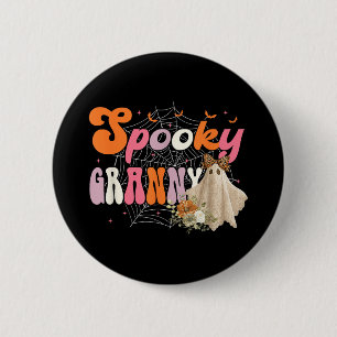 Groovy One Spooky Granny Mama Oma Hexe Mama Ha Button