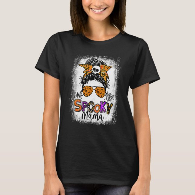Groovy One Spooky Mama Messy Bun Women Hexe Mama H T-Shirt (Vorderseite)
