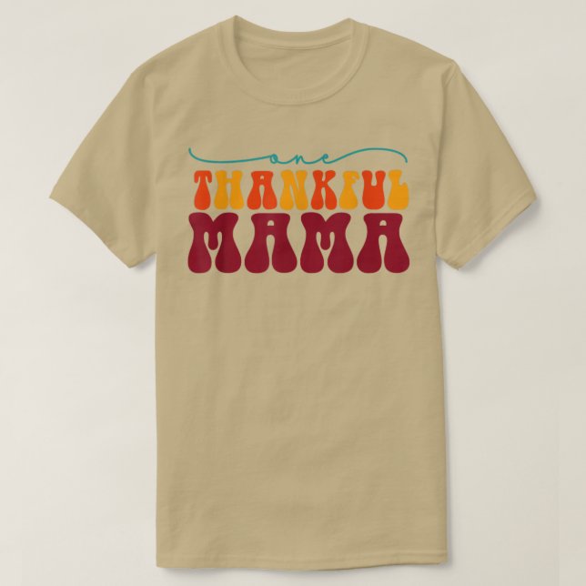 Groovy One Thankful Mama Hello Fall Vibes Thanksgi T-Shirt (Design vorne)