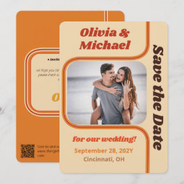 Groovy Orange and Brown Rainbow Curve Foto Save The Date