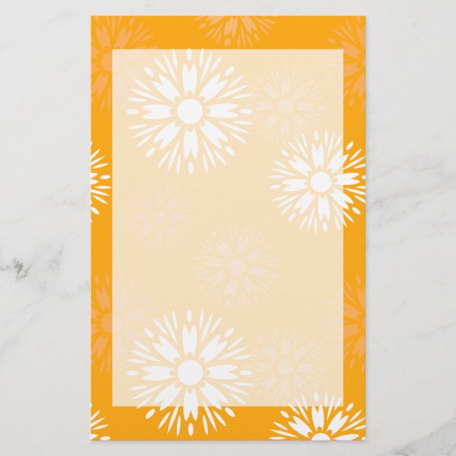 Groovy Orange Daisy Blume Retro Blumenmuster Briefpapier (Vorderseite)