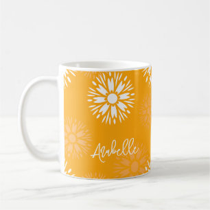 Groovy Orange Daisy Blume Retro Blumenname Kaffeetasse