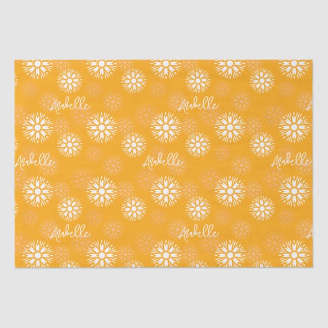 Groovy Orange Daisy Blume Retro Blumenname Seidenpapier (Vorderseite)