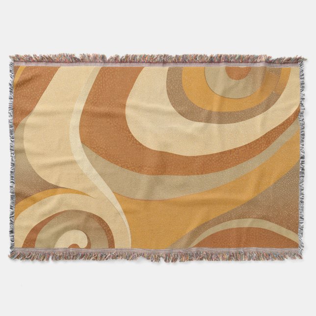 Groovy Orange Gold Brown Mitte Jahrhundert Moderne Decke (Vorderseite)